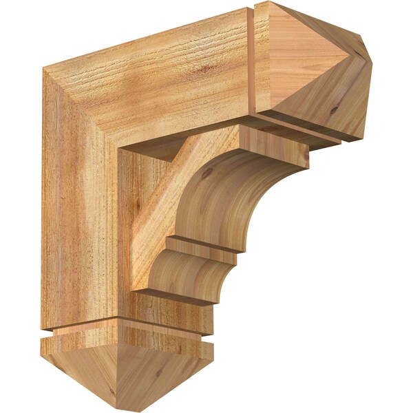 Ekena Millwork Balboa Arts and Crafts Rough Sawn Bracket w/ Offset Brace, Western Red Cedar, 8"W x 20"D x 20"H BKT0806X20X20BOA03RWR - main